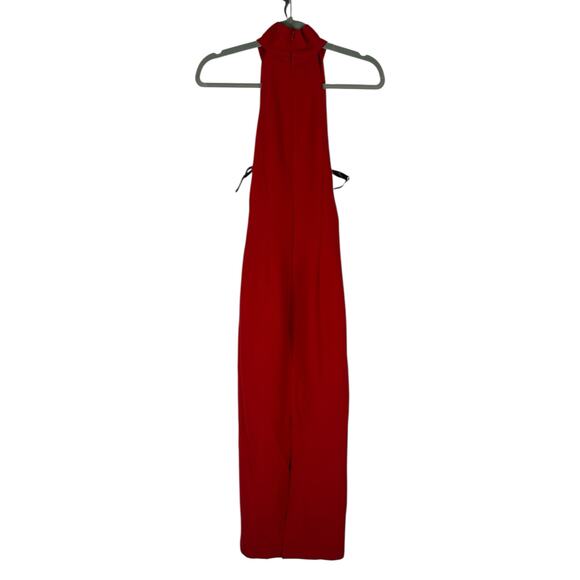 Ceren Ocak Belt Detailed Maxi Dress Halter Neck Formal Evening Elegant Red Sz XS - Picture 7 of 14